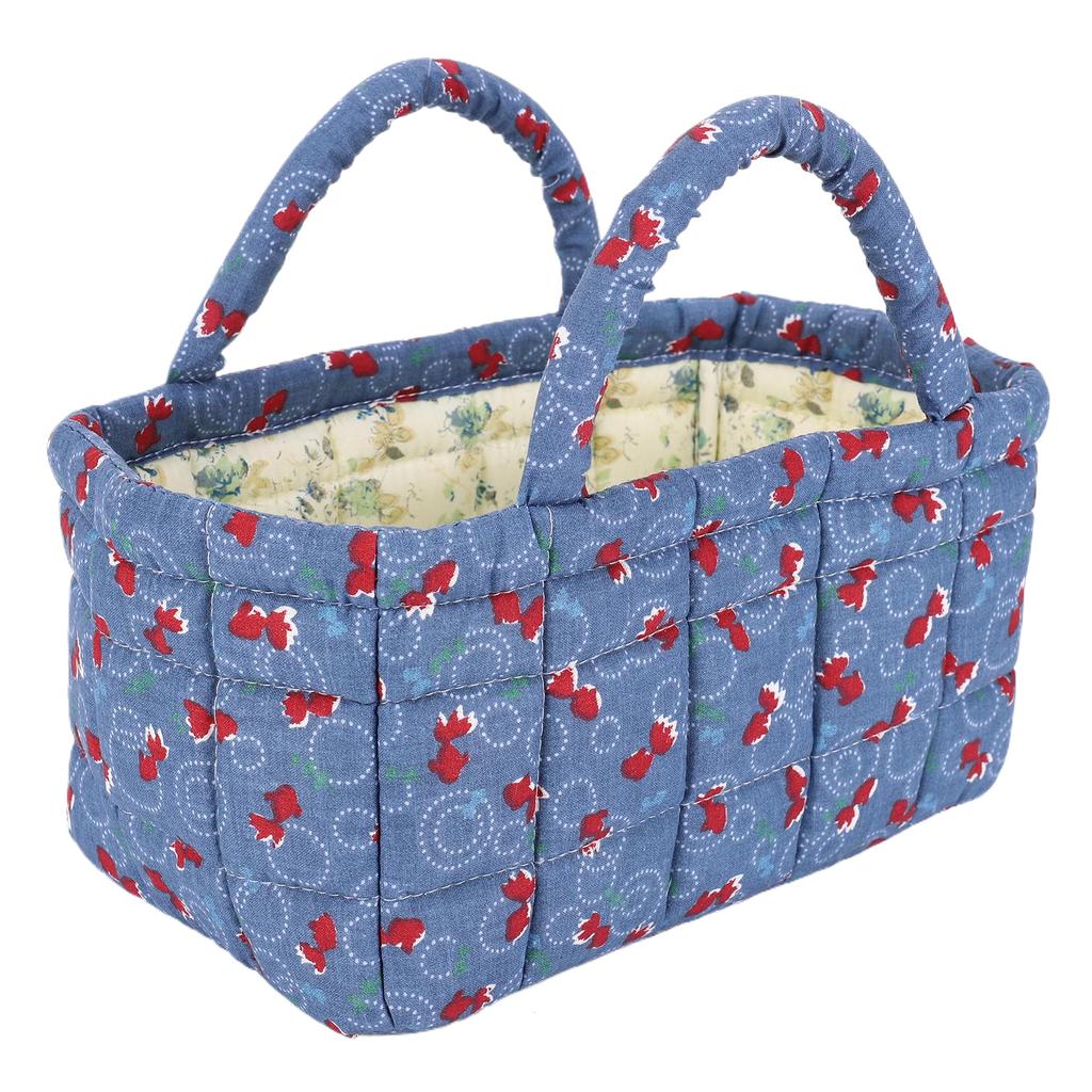 Foldable Floral Organizer Bin with Easy-Carry Handles Portable Folding Storage Basket for Small Apartment Dormitory Closet