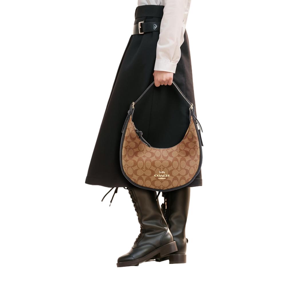 Coach Bolsa de Ombro, Bolsa de Mão Bailey em Lona Revestida com Couro Granulado na Axila, Bolsa de Ombro Feminina Regular C1322-IMCBI
