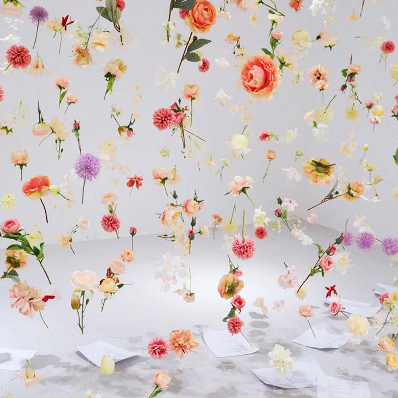 20Pcs Artificial Floating Flower Diy Colorful Random Simulation Flower Hanging Background Decor Curtain Wedding Gift Party Decor