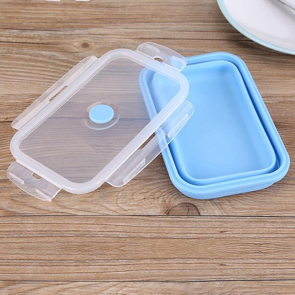 800ml Silicone Collapsible Portable Lunchbox Bowl Folding Food Storage Container Blue