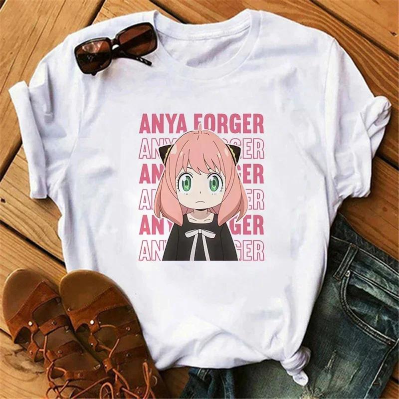 Anime Spy X Family Tişört Kadın Japon Harajuku Modası Kısa Kollu Tişörtler Yazlık Üstler Kawaii O Yaka Kadın Tişört Üst Unisex
