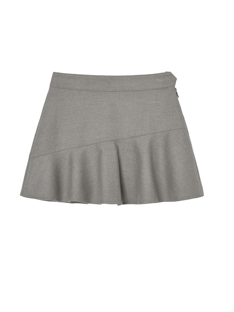 Road Roar Wool-Like Diagonal Cut Play Skirt M/Grey