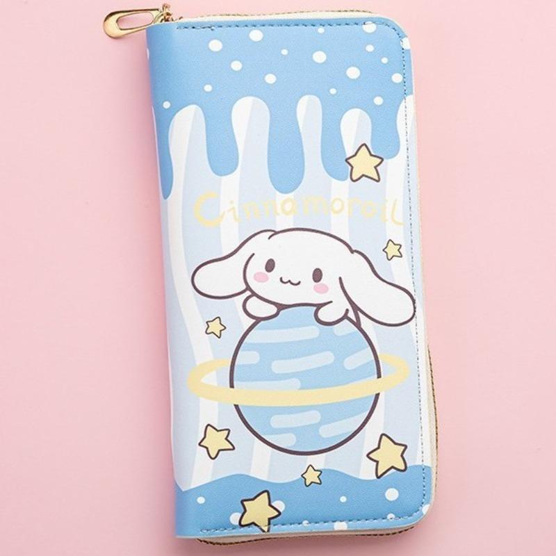 New Fashion Long Wallet Zipper Printing Student Cartoon Zero Card Bag Clutch Bag Waterproof Design Card