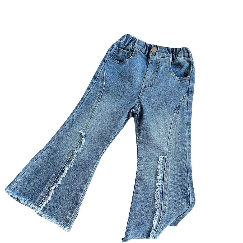 Kız Çocuk Moda İspanyol Paça Kot Pantolon - İlkbahar/Sonbahar Koleksiyonu BQA017