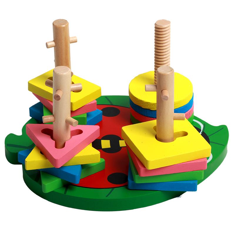 Wooden Sorting Stacking Puzzle Brain-boosting Animal Shapes for Kids' Hand-eye Coordination Educational Toy for Boys Girls