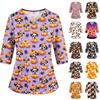 Women's Halloween Costume V-Neck Top with Pockets Three-Quarter Sleeves Side Slit