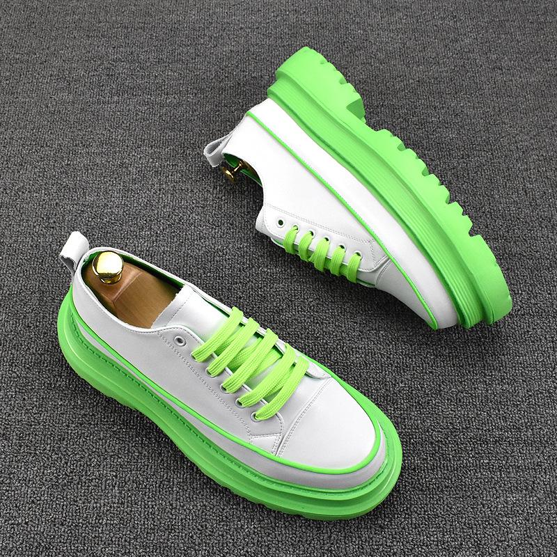italian  designer platform shoes for men luxury fashion lace-up black white shoe party banquet genuine leather sneakers man