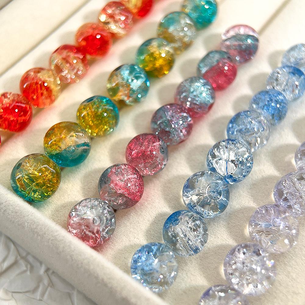 50pcs 20pcs Cracked Crystal Acrylic Burst Beads Colorful Round Loose Spacer Bead Jewelry Making DIY Bracelet Necklace Findings