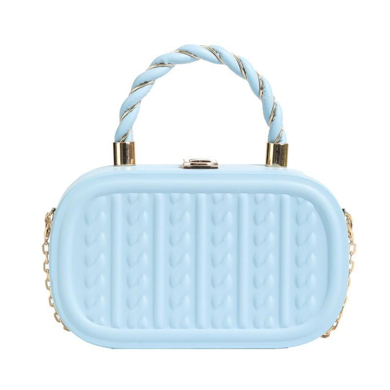 

Embossed Fashion Chain Box Bag 2025 New Style Simple Western-style Handbag One-shoulder Cross-body Trendy one size світло-синій колір