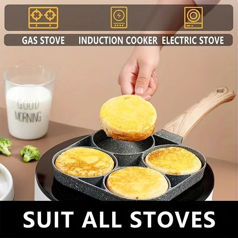 Egg Frying Pan Nonstick Pancake Pans 4-Cups Cookware Pancake Pan Egg Pan Suitable for Gas Stove Induction Cooker