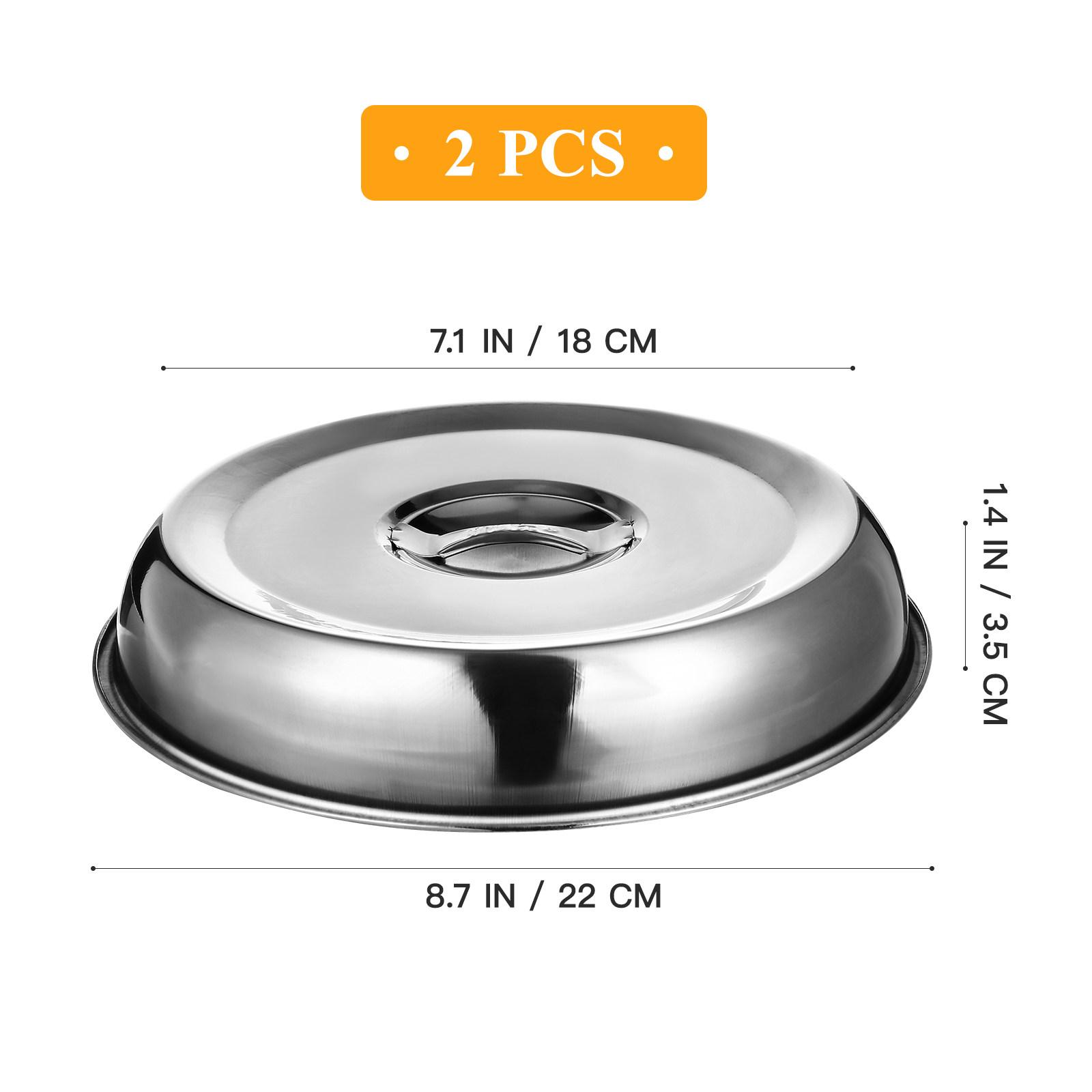 2Pcs Stainless Steel Food Covers Household Steak Covers Round Dome Cover Even Heat Cooking Food Cover Steak Hood
