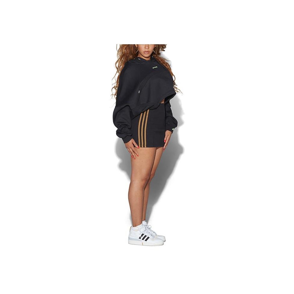 Adidas X Ivy Park Logo Kapuzenkleid mit Hohlmuster und langen Ärmeln Damenkleider GR1445