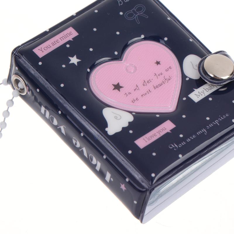 Mini Cute Heart Photocard Album 32 Pockets Portable Clear Kpop Card Holder for Idol Collectibles Travel Souvenir Gift