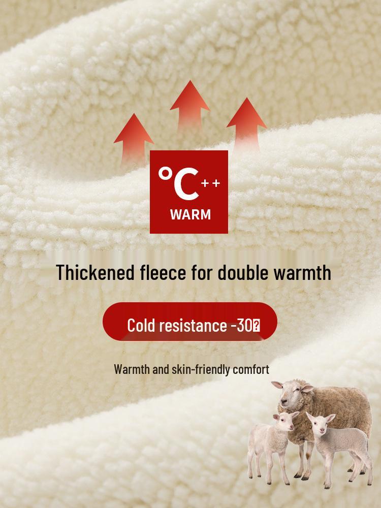 Dámské fleecem podšité tepláky z jehněčí vlny Podzim/Zima 2025: Silné bavlněné ležérní rovné kalhoty