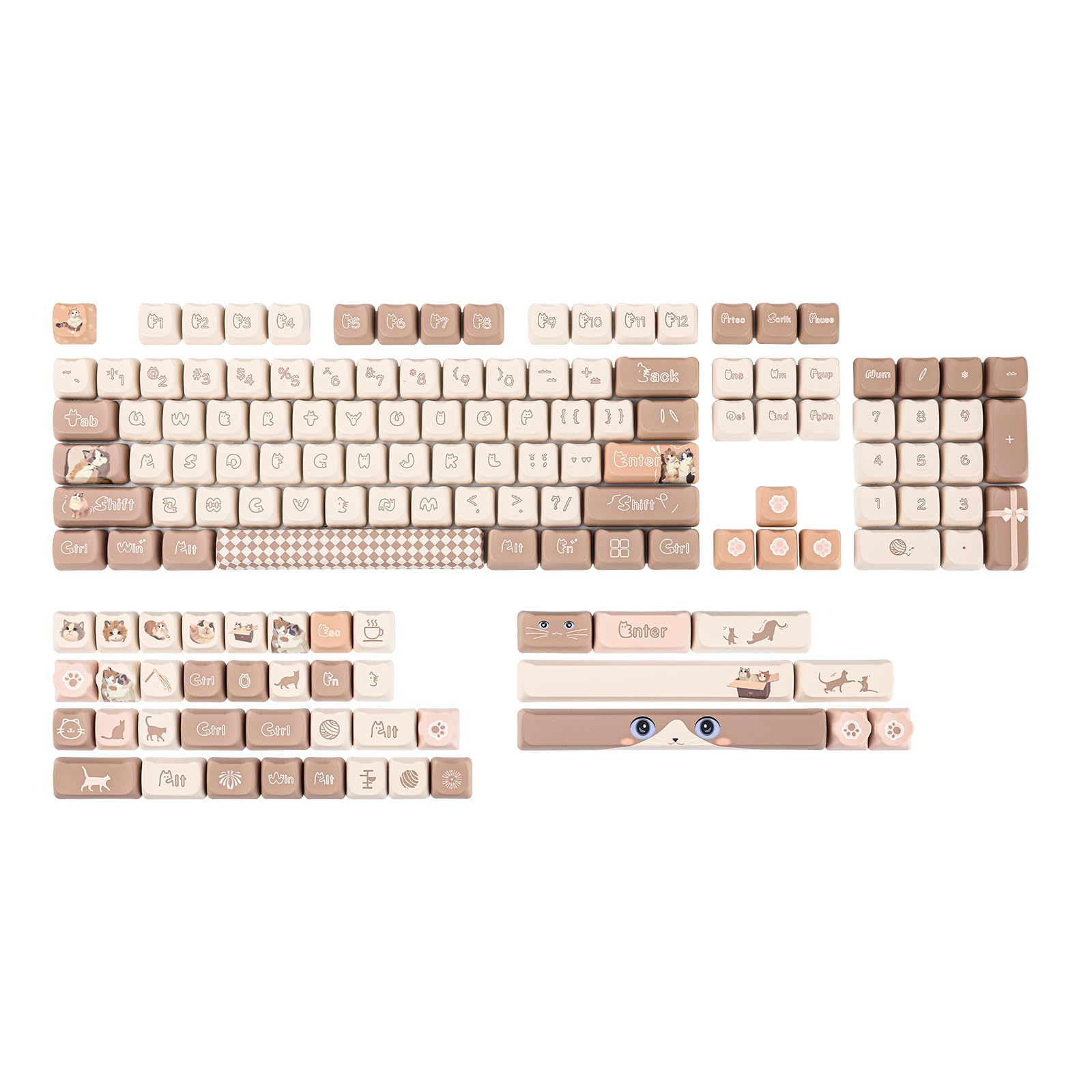

EPOMAKER PurrCap 144 Key PBT Keycap Set Custom Keycaps for Mechanical Gaming Keyboard Dye Sublimation Cute Keycap Compatible with Cherry Gateron Kailh