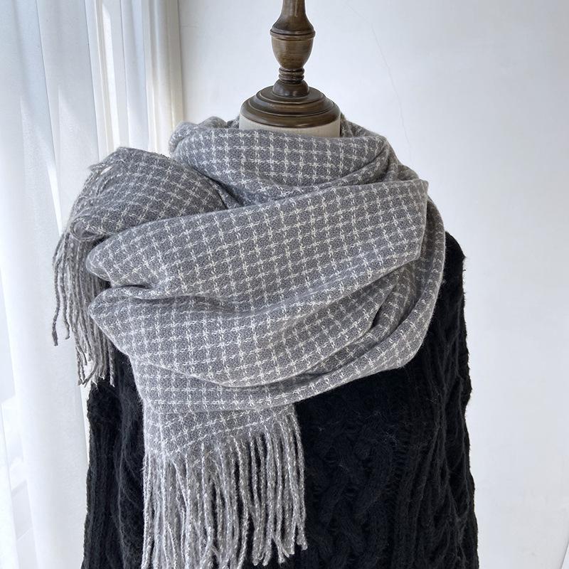 Scarf Women's Autumn and Winter New Imitation Cashmere Plaid Fringed Shawl Couple Thickened Scarf Warm Windproof Neck Scarf Casual Outdoor