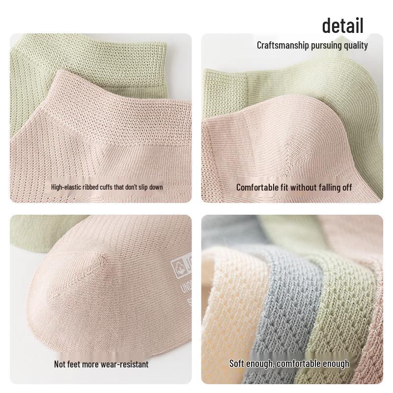 JOAE Women's 7A Antibacterial 100% Cotton Breathable Ankle Socks 6-Pack