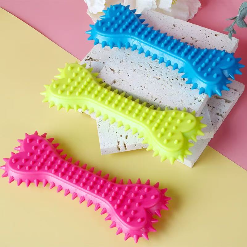 

Pet Chew Toy Soft Rubber Bite-resistance Bone Shape Dog Toy Teeth Cleaning Chew Training Toys Pet Supplies Interactive Accessori