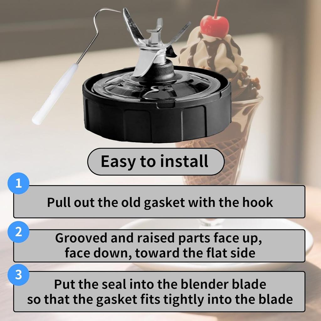 6pcs 3.94 Inch Rubber Sealing Ring Gaskets + 1 Hook for Nutri Ninja Blender, Silicone O-Ring Replacement for Ninja Auto-iQ Pro Extractor CT680