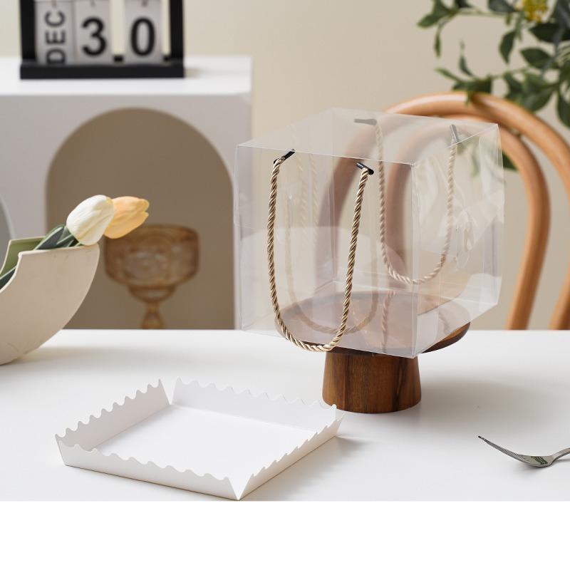 Thickened PET Rectangular Cake Box Transparent Dessert Packaging Case Handheld Biscuit Dessert Boxes 10pcs Empty Box Without Food Portable