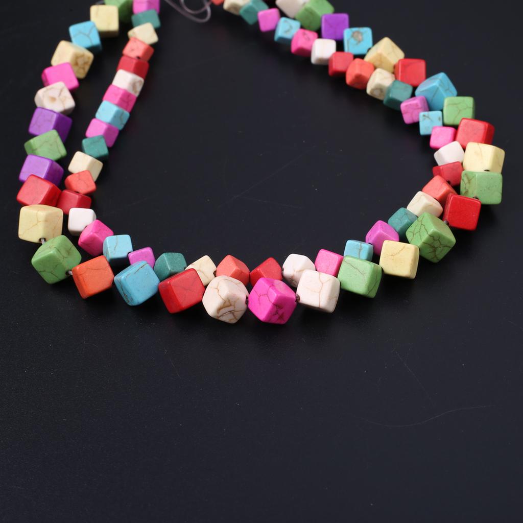 1 Strang Reiki-Heilenergie-Natursteinperlen, quadratisch, bunt, türkis, lose Abstandsperlen für DIY-Weihnachtsaccessoires, Schmuckherstellung, Perlen, 38 cm
