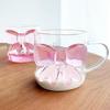 1 Piece 13oz 400ml Ceative Transparent Glass Cup With For Besties Lovely Decor Pink Girl Coffee F6K1