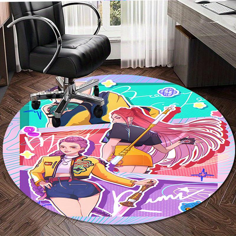1pc KPop Demon Hunters9 Design Printed Area Round Carpet for Bedroom Living Room Home Decor Rugs Mat Non Slip Mat Rug for Bedside