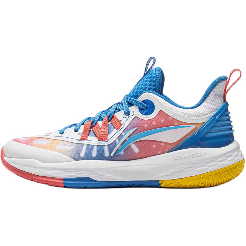 Li Ning Kids Basketball Fabric Comfortable Versatile Non-Slip Breathable Low-Top Basketball Shoes Men sneaker White Blue YKBV030-3