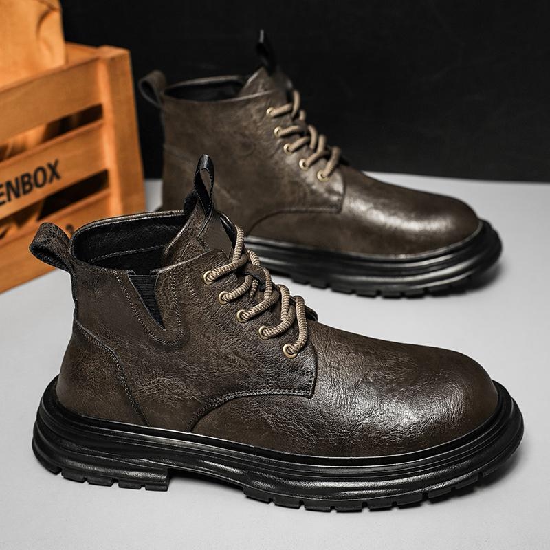 

Роскошные брендовые мужские мотоциклетные ботинки ручной работы, удобные высокие мужские туфли для активного отдыха, кроссовки для мужчин, универсальные новые ботильоны для мужчин 48 коричневый