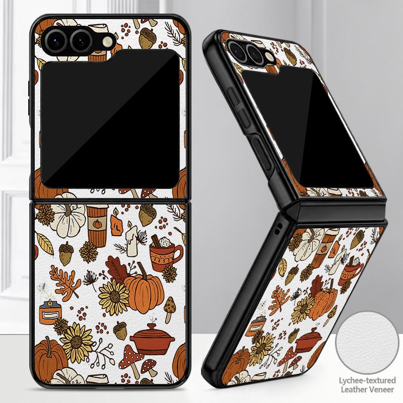 Christmas Ghost Halloween Case For Samsung Z Flip 8 7 FE 6 5 4 Hybrid Leather Skin Hard PC Bumper Cover For Galaxy Z Flip8 Flip7 Flip6 Flip5