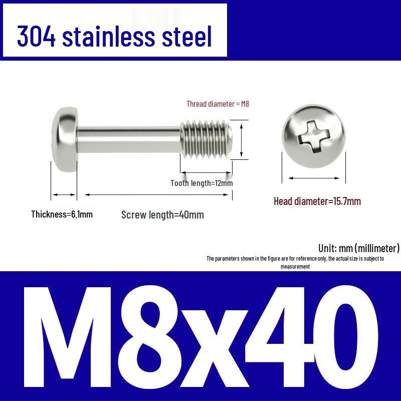 Yigu 304 Stainless Steel Phillips Round Head Captive Screws - M2/M3/M4 Half Thread Pan Head Machine Screws