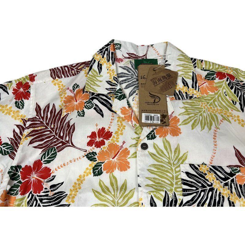 Men's Summer Cotton Loose Big Flower Seaside Vacation American vintage Hong Kong Style Couple Print Loose Short sleeve Shirts