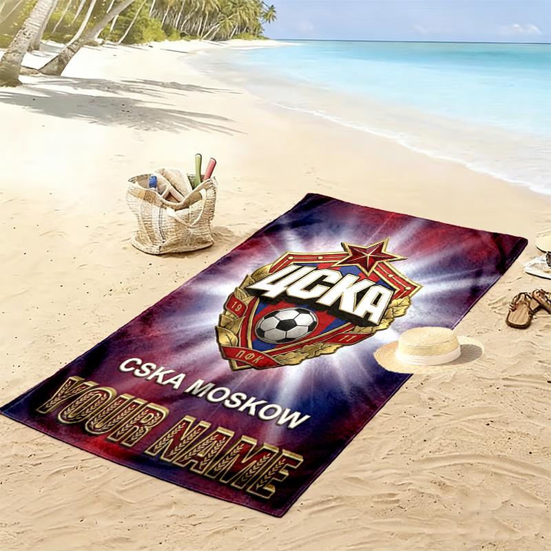 Name Custom PFC CSKA Moscow Print Beach Towel, Large Soft Quick Dry Towel for Beach Camping Swimming