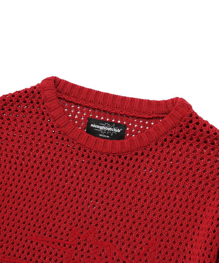 NICEGHOSTCLUB 3Stars L/S Knit Tee_Red(Ng2Fsuk601A)