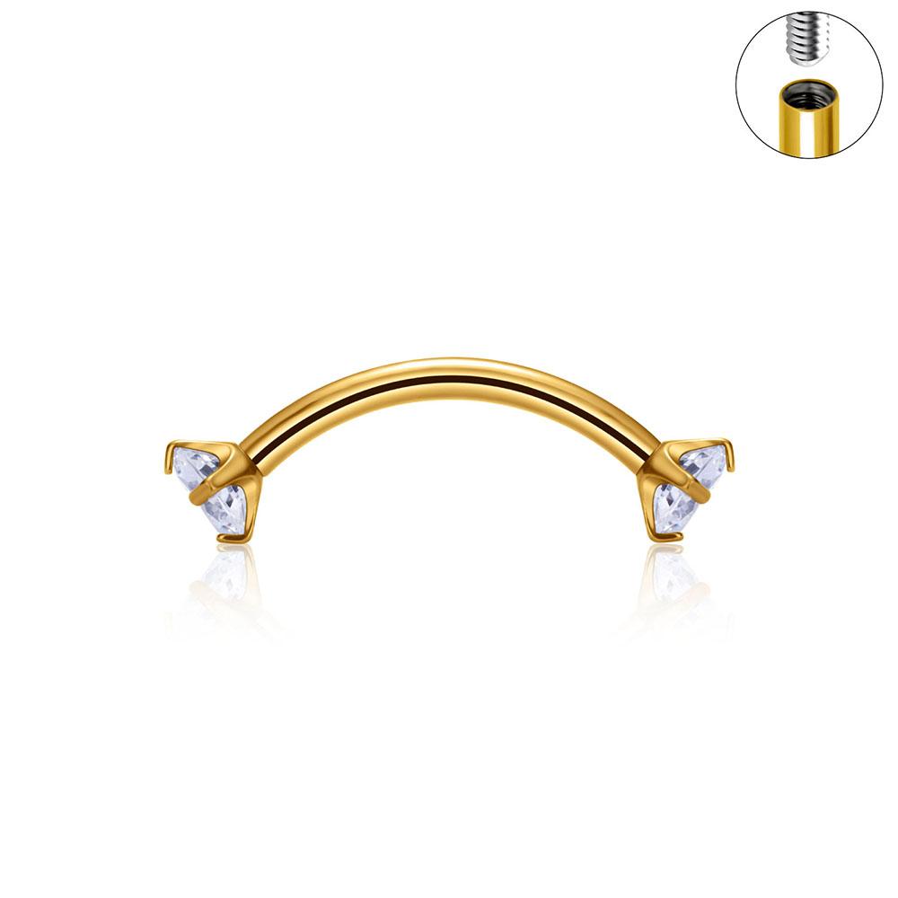 

Titanium G23 Ear Cartilage Nail Nasal Septum Ring Eyebrow Bending Rod Head Four Claw Internal Thread Perforated Zircon ear nail 1.2x10x4mm
