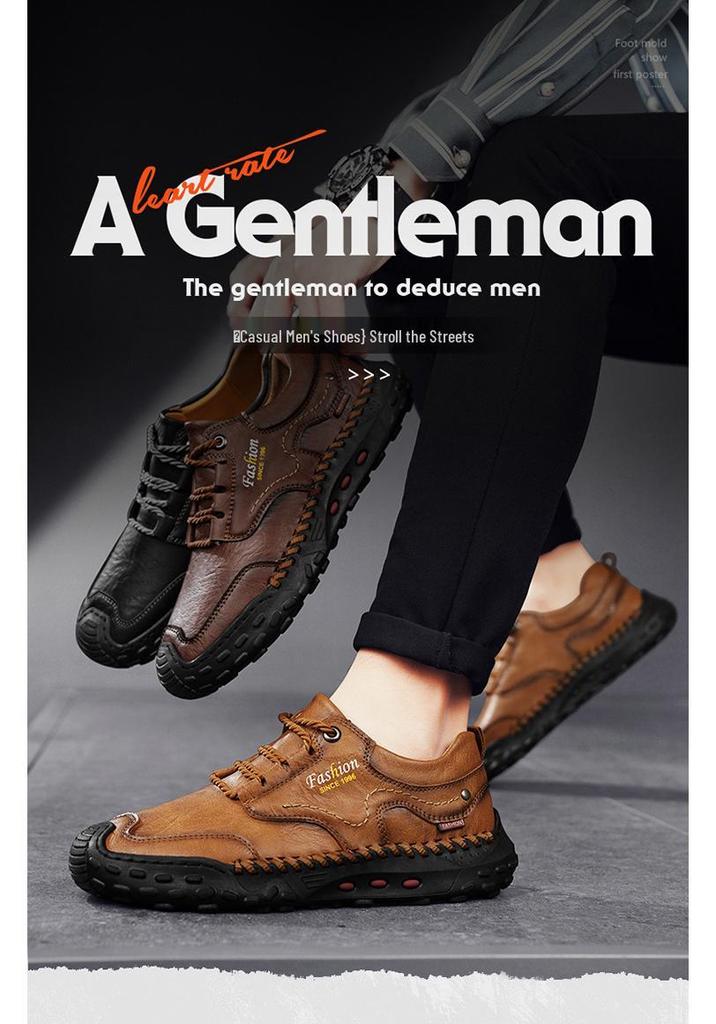 Men's Plus Size Ultra-fiber Casual Low-top Hand-stitched Shoes