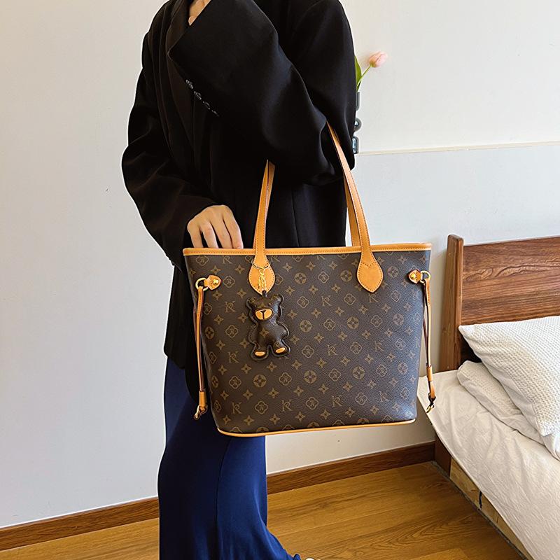 New bag women's fashion large-capacity commuter shoulder bag retro printed tote bag trendy shoulder women's bag