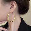 Temperament Irregular Twisted Round Earrings Retro Simple Fashion Light Luxury High-End Glossy Exaggerated Earrings