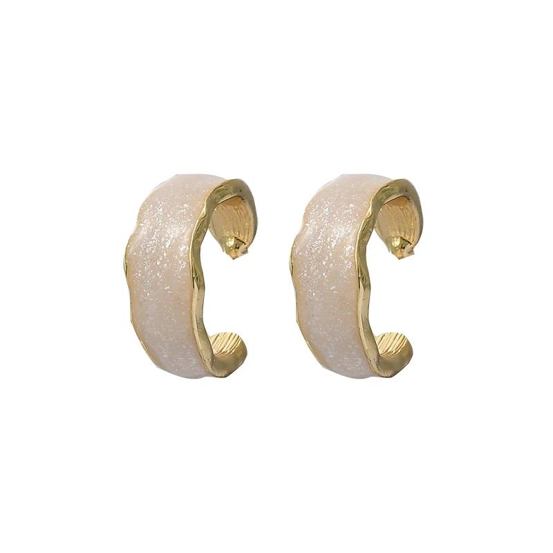 Fashion RetroTemperament Female Ear Ring Simple C Word Drop Oil Earrings Trendy Ins Wind Earrings
