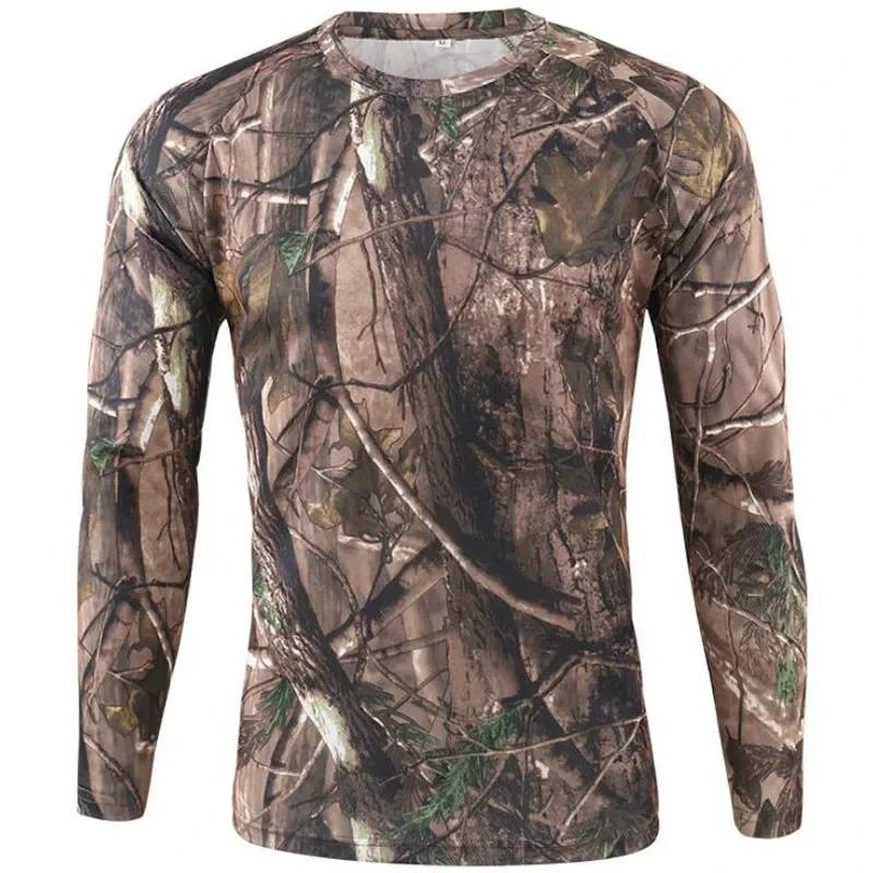Men's Outdoor Camouflage Warrior Hunting Sports Long Sleeve Fashion Loose Round Neck T-shirt Top Military Tactics