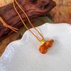 Creative Wood Gourd Pendant Necklace Long Rope Necklace Handmade Adjustable Rope Sweater Chain Present for Women Girls