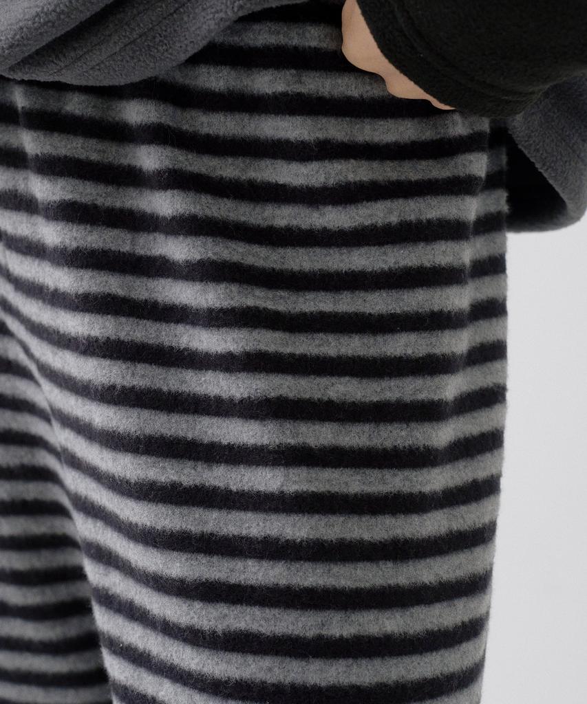 Sayu Striped Brush Elastic Pants Black