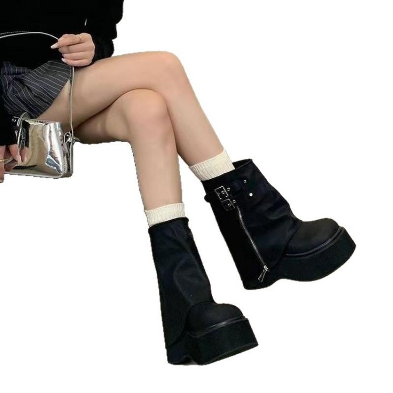 Muffin Bottom Small Pants Boots Heightened Platform Locomotive Short Boots Autumn New Retro Boots Martin Boots