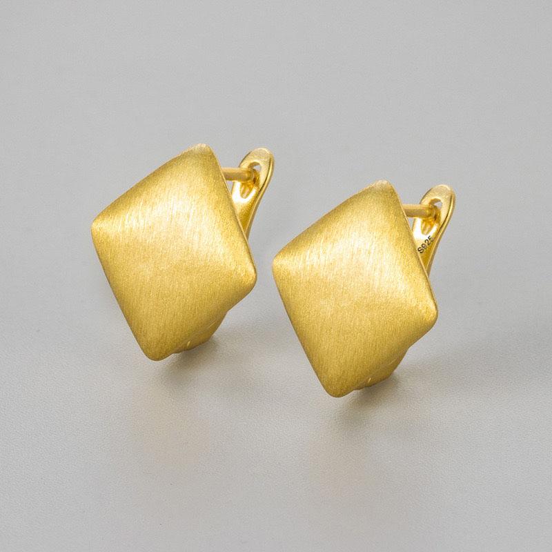 925 Sterling Silver Earrings For Women Trendy Gold Color Geometric Earring Jewelry Prevent Allergy Party Accessories Gift