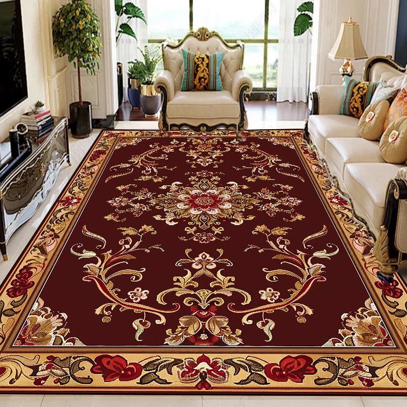 

Европейский Ретро Цветочный Большой Ковер для Гостиной Роскошный Декоративный Ковер 200x300 см Нескользящий для Спальни Гардеробной Моющийся Мягкий Коврик 200*250cm