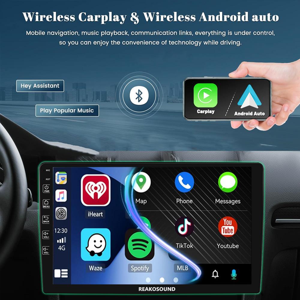 Reakosound 1 Din 9"/10.1" Inch Andriod Car Radio Multimedia Player Bluetooth GPS Navigation WIFI DSP FM Support Carplay