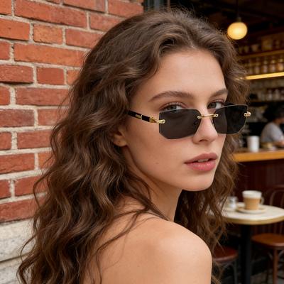 Luxury Rimless Square Sunglasses Women 2026 Retro Frameless Sun Glasses Female Men Y2K Punk UV400 Shades Goggles Eyewear Oculos
