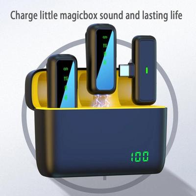 LED Ekranlı 1'e 2 Kablosuz Yaka Mikrofonu Uzun Pil Ömrü ve Gürültü Azaltma iOS Android için Yaka Mikrofonu
