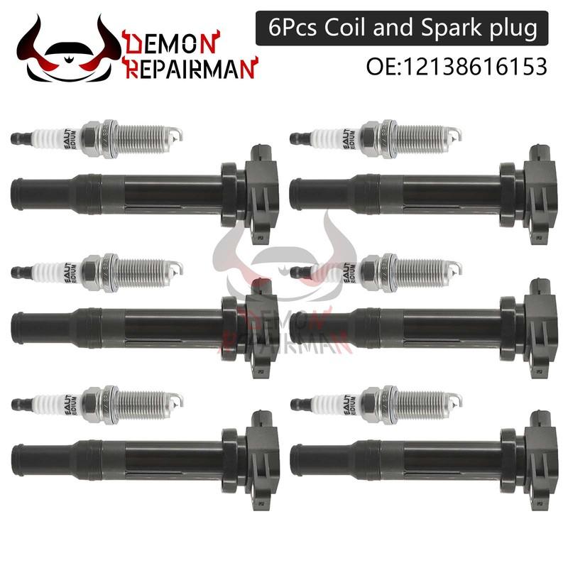 6Pcs 27301-3E400 Ignition Coil+Spark Plug For Hyundai Santa Fe Kia Optima Rondo 2.4L 2.7L 2006-2010 5C1624 UF558T