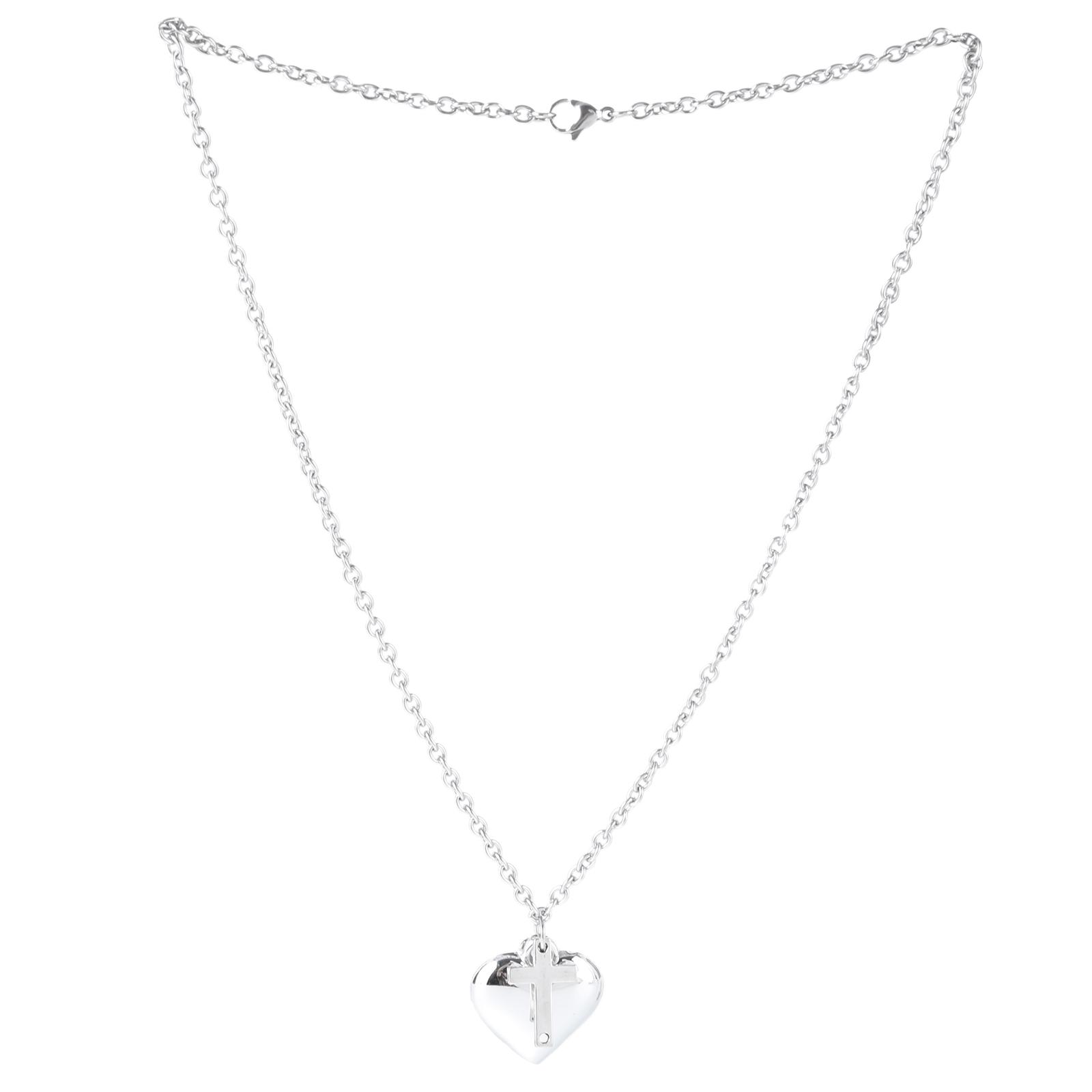 

Регулируемое ожерелье с крестом и сердцем для модных женщин. Элегантная подвеска Любовь с веревочной цепочкой. Модные религиозные украшения T2